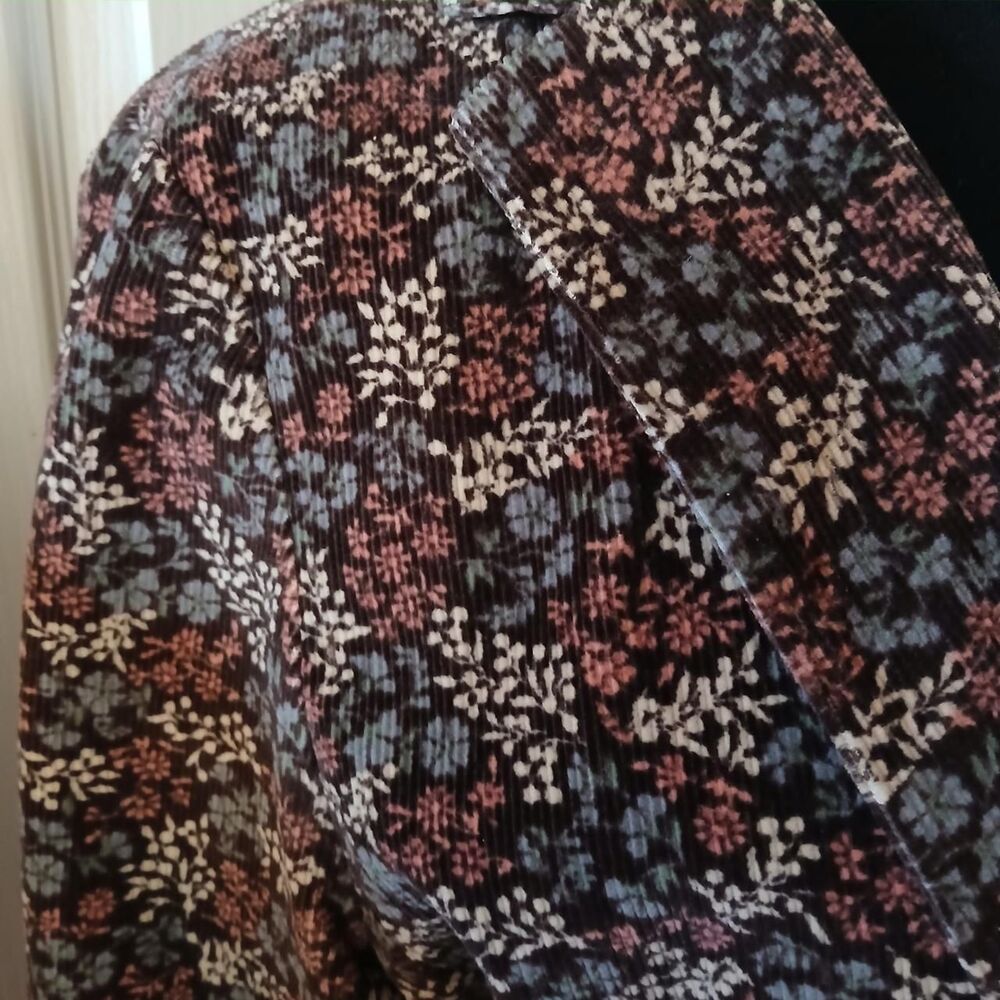 L.L. Bean Brown Floral Button single breasted Riding Equestrian Corduroy blazer - Picture 3 of 6